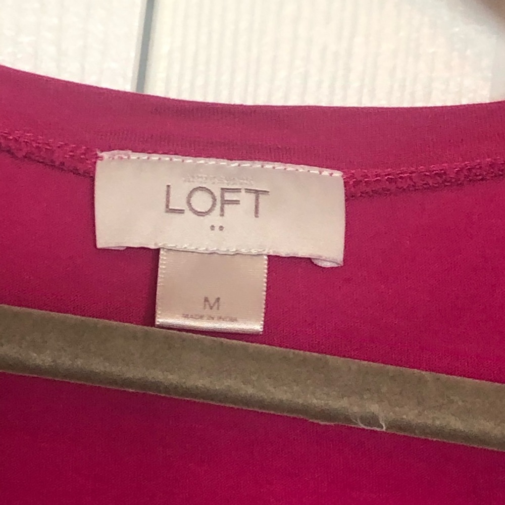 ANN TAYLOR LOFT Medium smock T-shirt Top Pink full - Picture 3 of 5